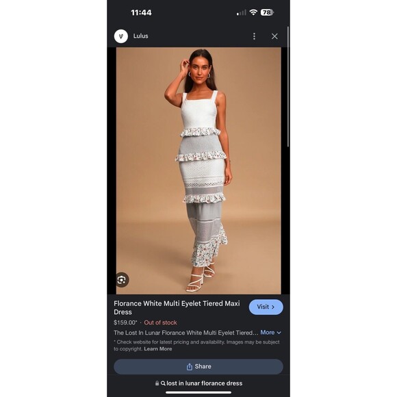 Lulus Lost In Lunar M Florance Cottagecore Linen Cotton Eyelet Tiered Maxi Dress - Picture 7 of 14
